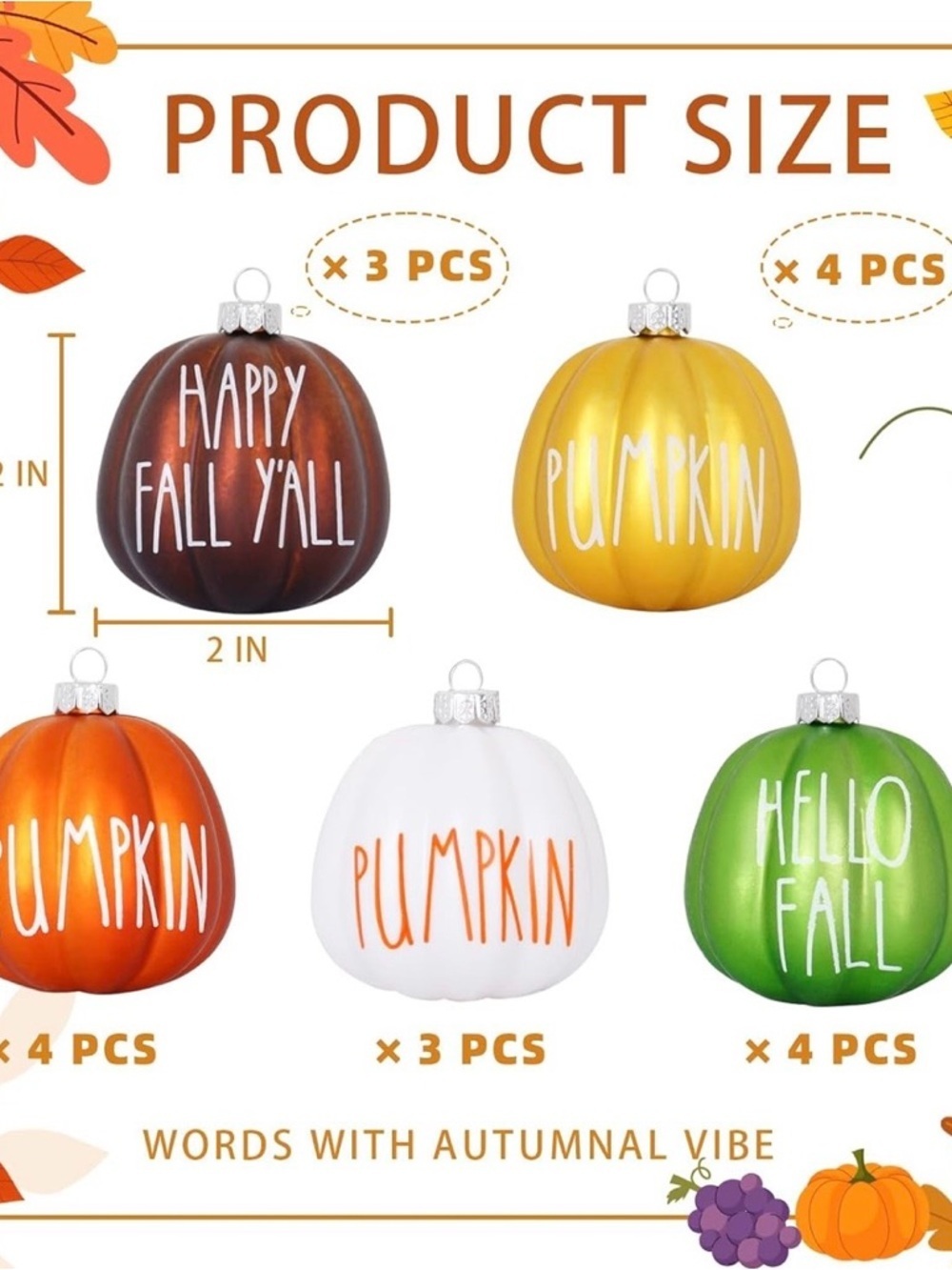 NIB Fall Pumpkin Ornament Set 18pcs Thanksgiving Halloween Tree Decor Rustic - Picture 3 of 15